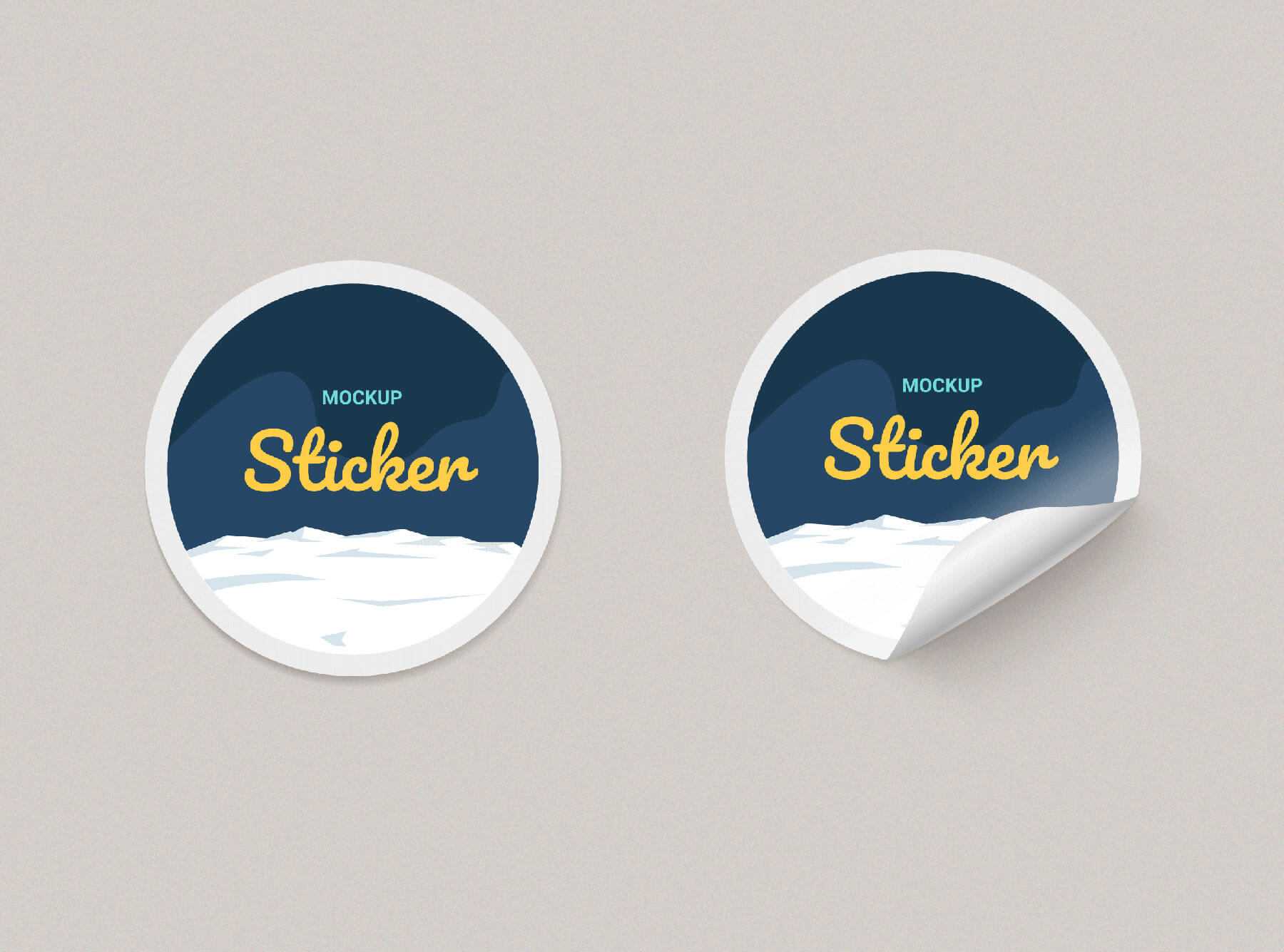 Free 2 Round Paper Stickers Mockup PSD