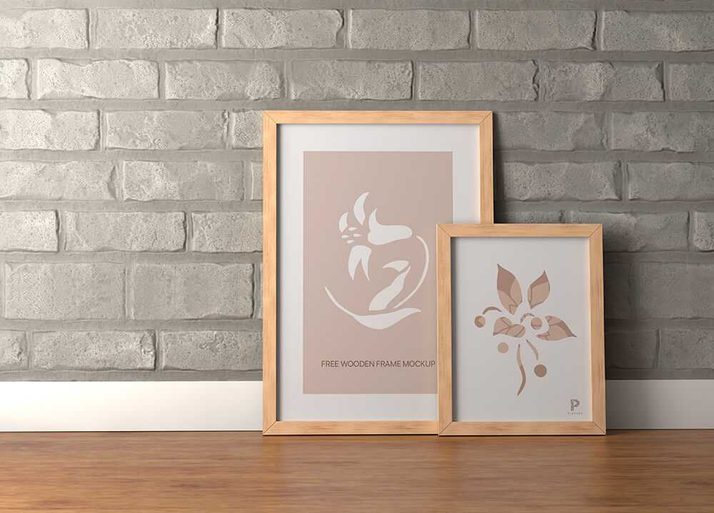 Free 2 Wooden Frames Mockup on Floor PSD