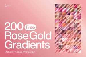 Free 200 Shiny Rose Gold Photoshop Gradients for Free