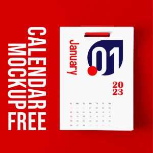 Free 2023 Calendar Mockup Free PSD With Hanger