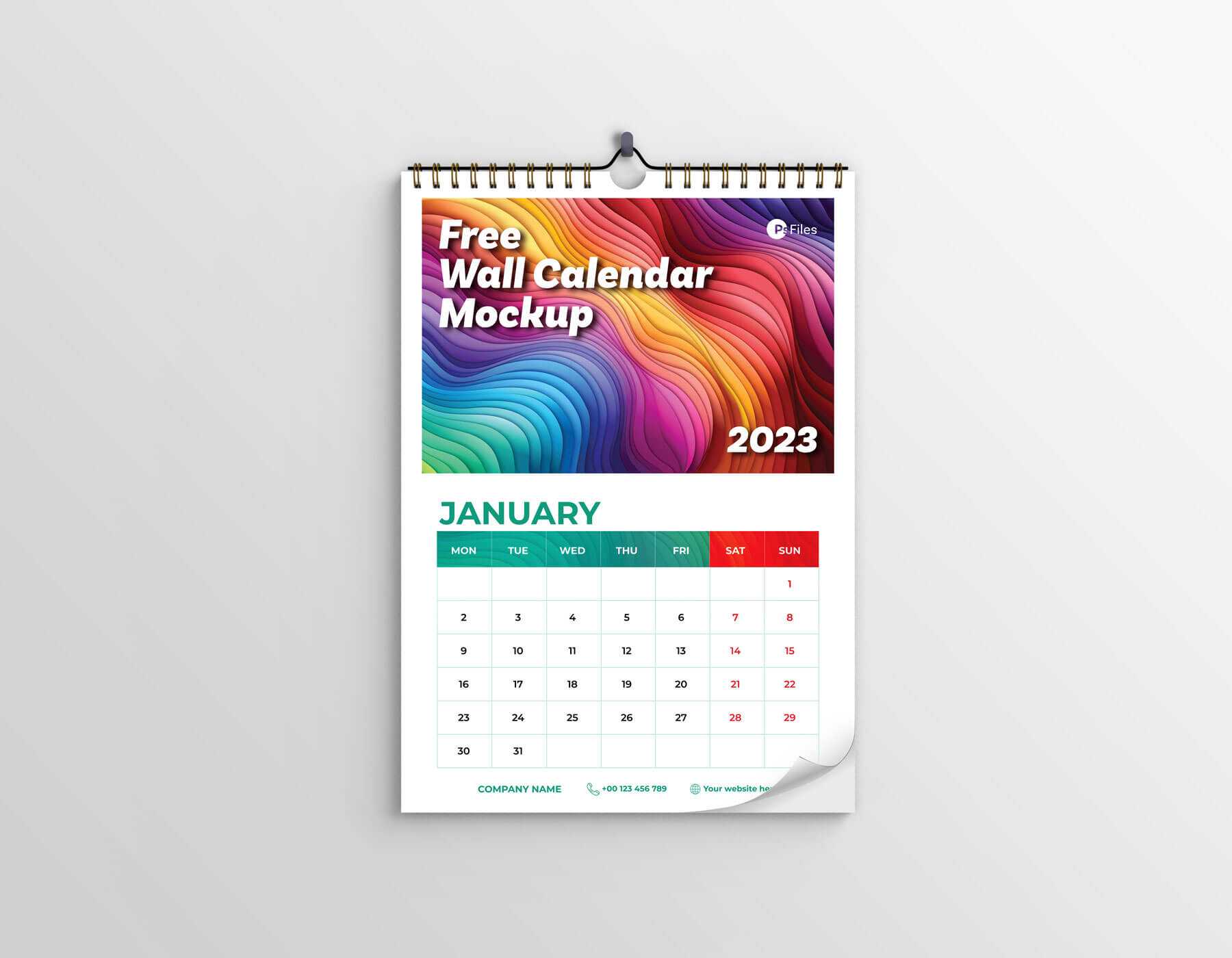 Free 2023 Wall Calendar Mockup PSD Free
