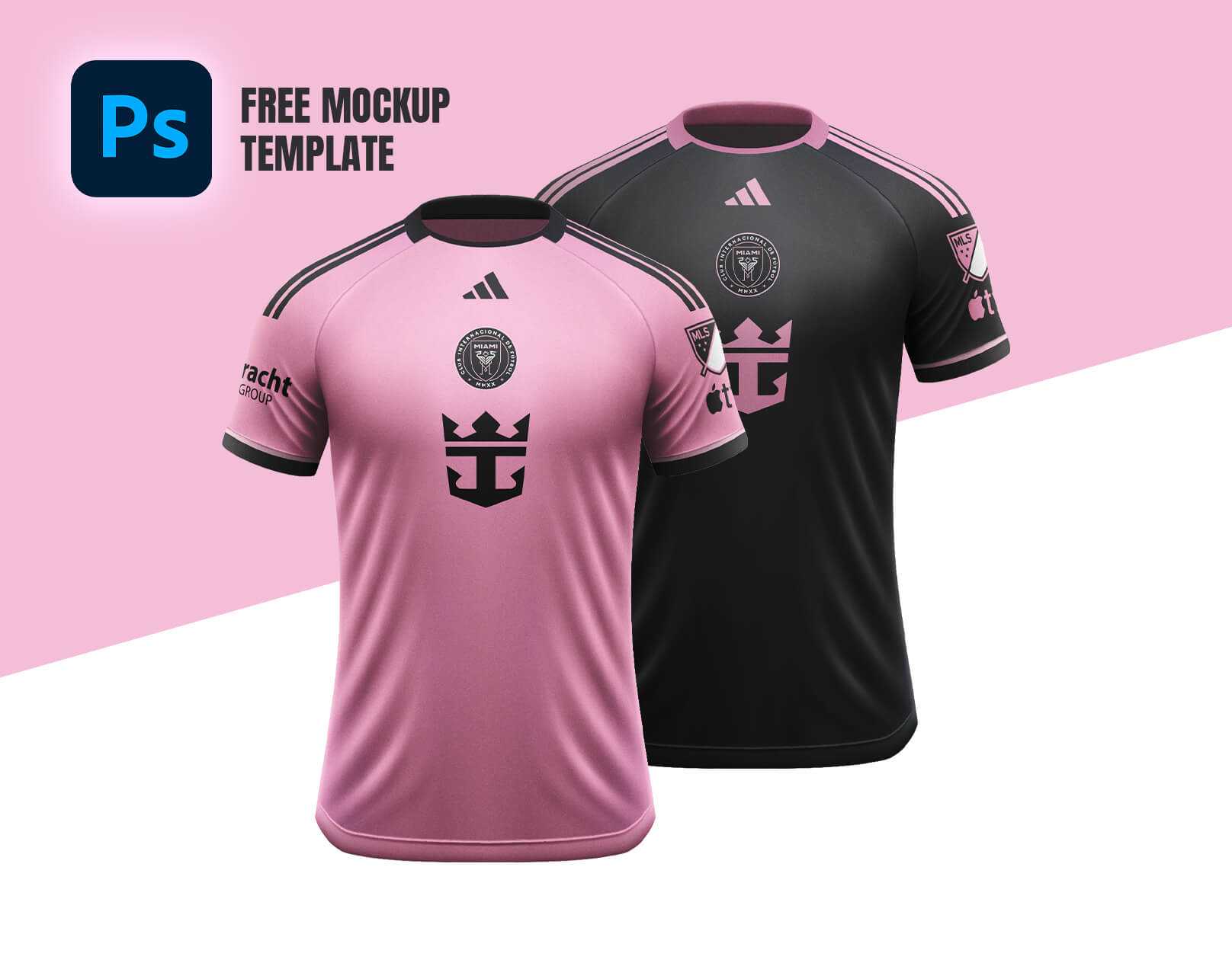 Free 2024 Inter Miami Football Jersey Mockup Template PSD