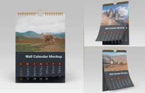 Free 2024 Wall Calendar Mockup PSD set