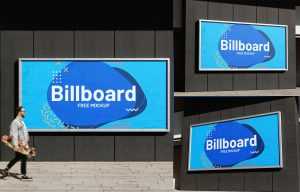 Free 3 Billboard Mockup In The Street Environment