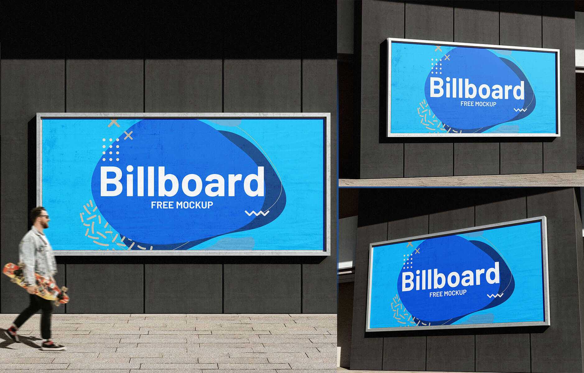 Free 3 Billboard Mockup In The Street Environment
