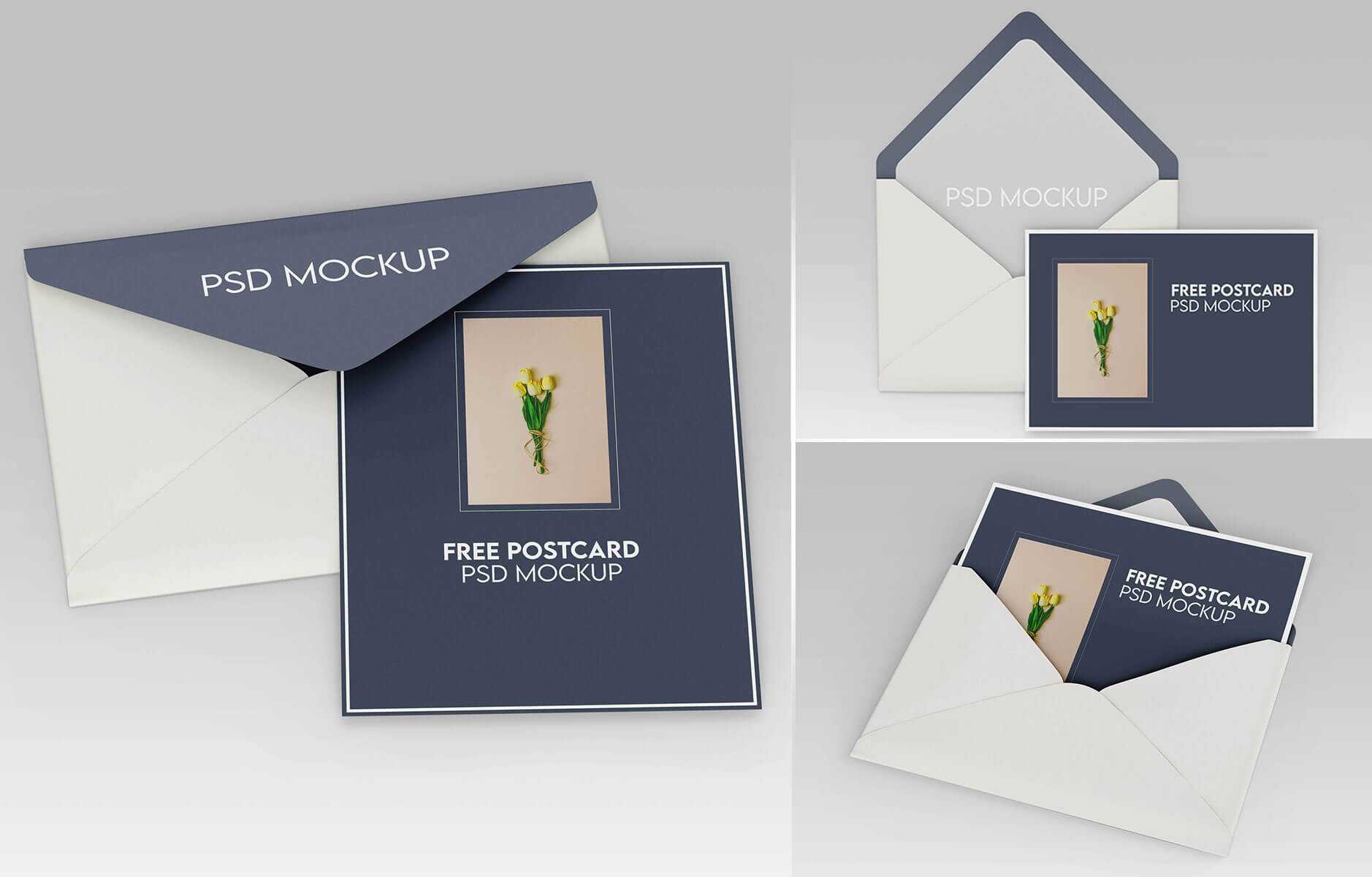 Free 3 Letter Postcard Mockup PSD