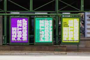 Free 3 Posters Mockup Placed in Metal Frames
