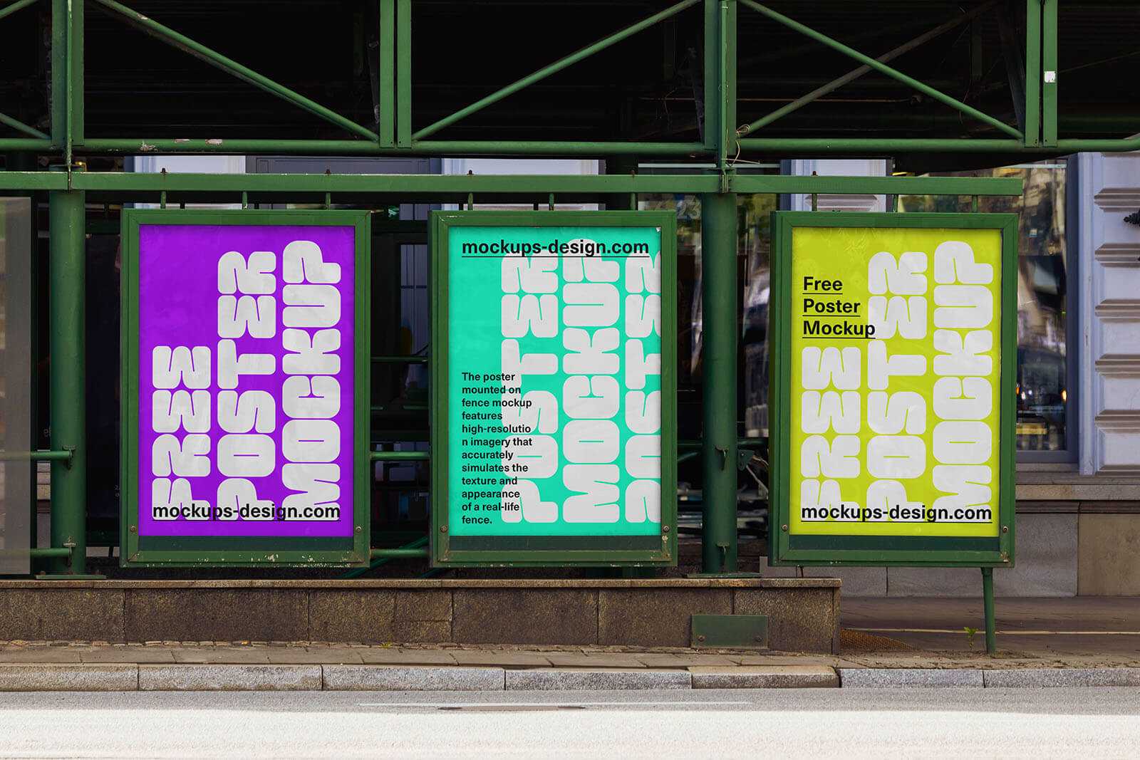 Free 3 Posters Mockup Placed in Metal Frames