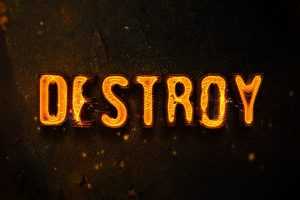 Free 3D Fire Burning Destroy Text Effect PSD