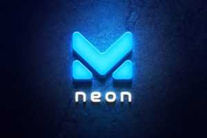 Free 3D Ice Neon Logo Mockup PSD