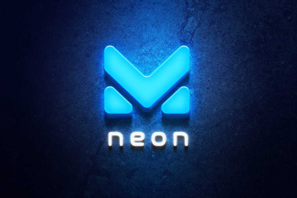 Free 3D Ice Neon Logo Mockup PSD