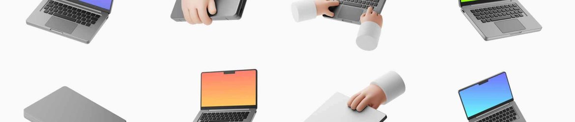 Free 3D style Cartoon Responsive Device Mockups Icons PSD