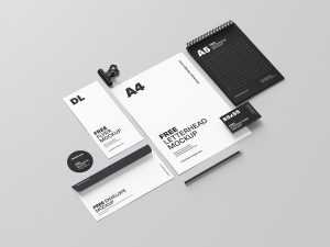 Free 5 Free White Stationery Mockup PSD Files PSD