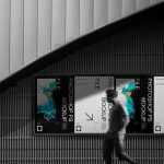 Free 5 Lined-up Subway Glued Posters Mockup PSD