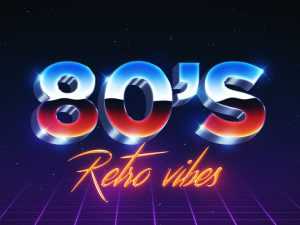 Free 80s Retro Vibes Chrome Text Effect PSD