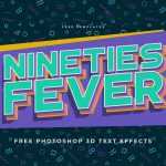Free 90s Style 3D Text Effect PSD Template