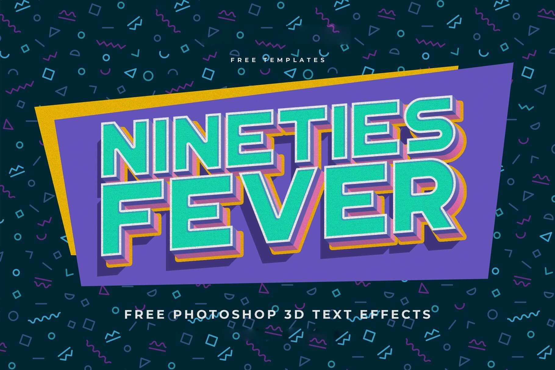 Free 90s Style 3D Text Effect PSD Template