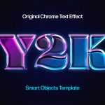 Free 90s Style Glowing Chrome Text Effect PSD File For Free