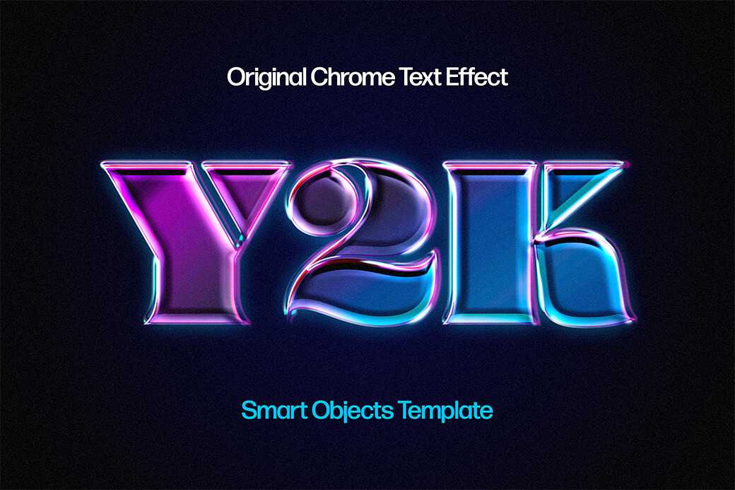 Free 90s Style Glowing Chrome Text Effect PSD File For Free