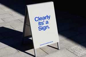 Free A-Frame Street Sign Mockup PSD – Outdoor Sidewalk Advertising Board Mockup Download