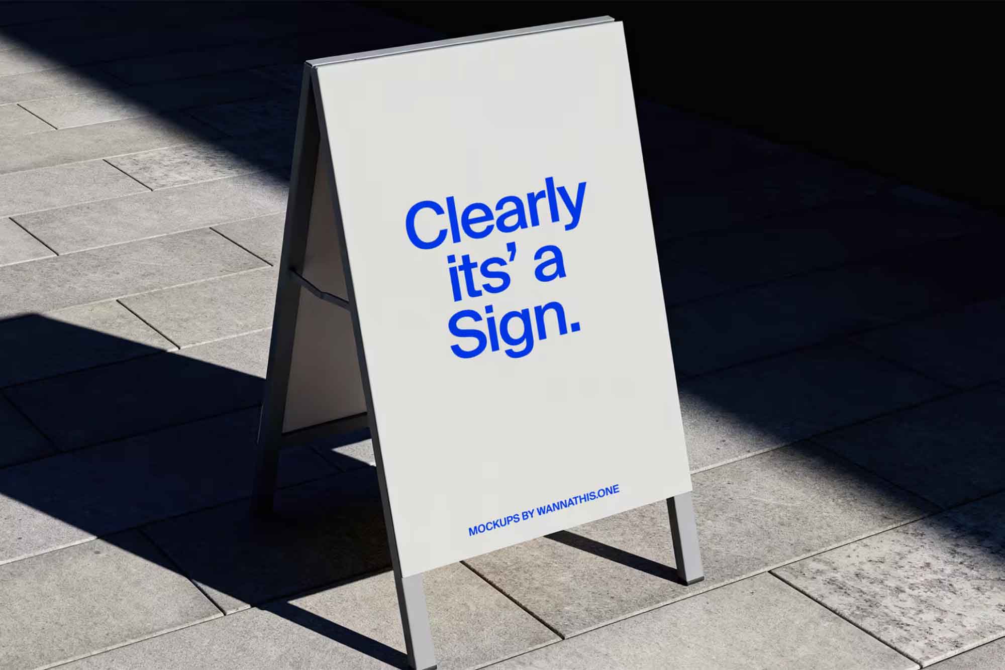 Free A-Frame Street Sign Mockup PSD – Outdoor Sidewalk Advertising Board Mockup Download
