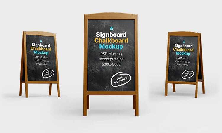 Free A-Stand Chalkboard Mockups PSD Set