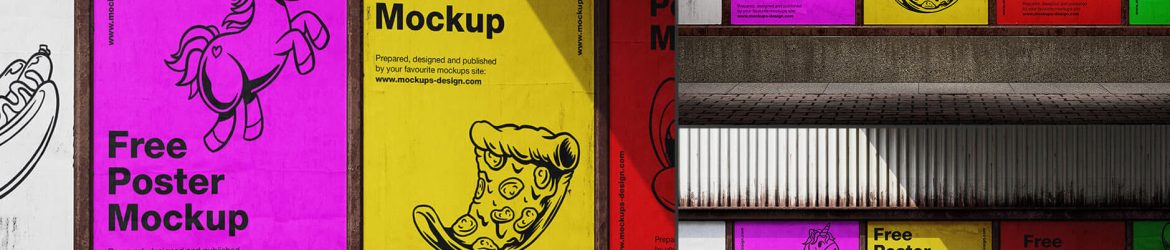 Free A2 Lined-Up Street Posters Mockups PSD set