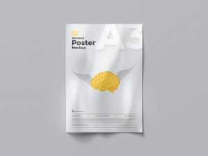 Free A3 Wrinkled Poster Mockup PSD