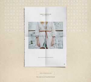 Free A4 Folded Paper Mockup PSD
