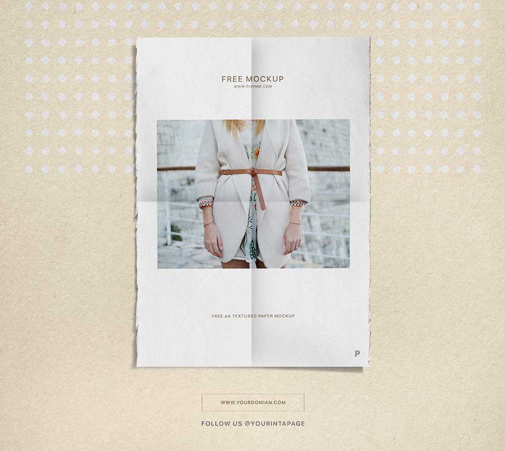 Free A4 Folded Paper Mockup PSD