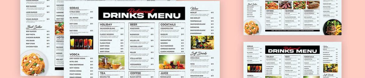Free A4 Landscape Restaurant Food Menu Card Design PSD file