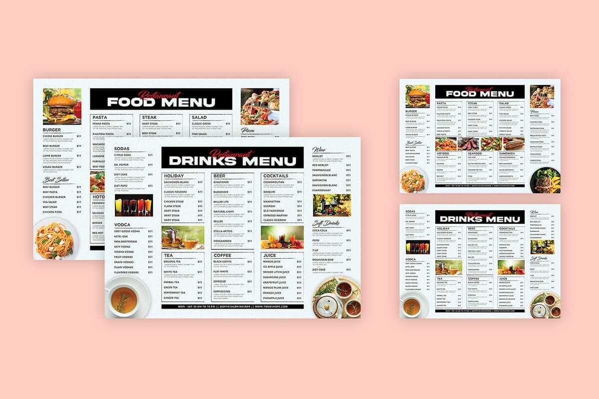 Free A4 Landscape Restaurant Food Menu Card Design PSD file