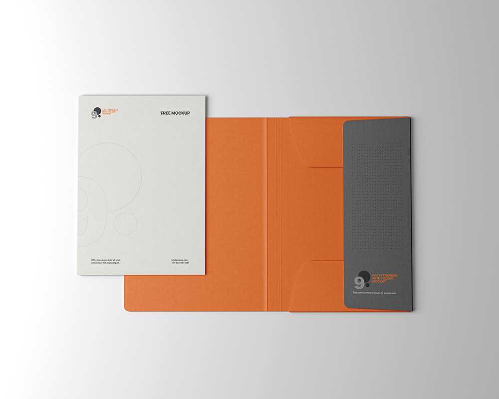 Free A4 Letterhead with Pocket Folder Mockup PSD