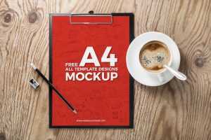 Free A4 Menu Designs Mockup on a Clipboard