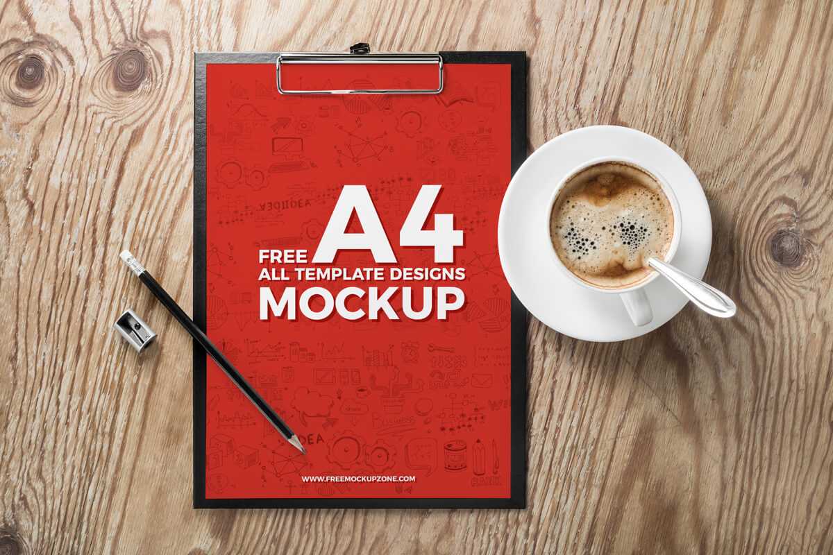 Free A4 Menu Designs Mockup on a Clipboard