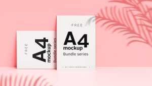 Free A4 Modern Poster Mockup Bundle 6 PSD files
