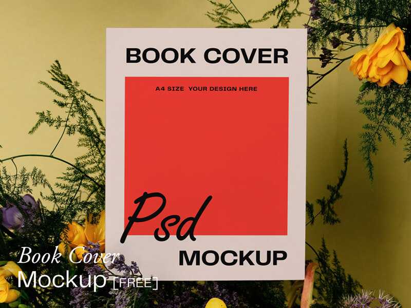 Free A4 size Book Cover Mockup PSD