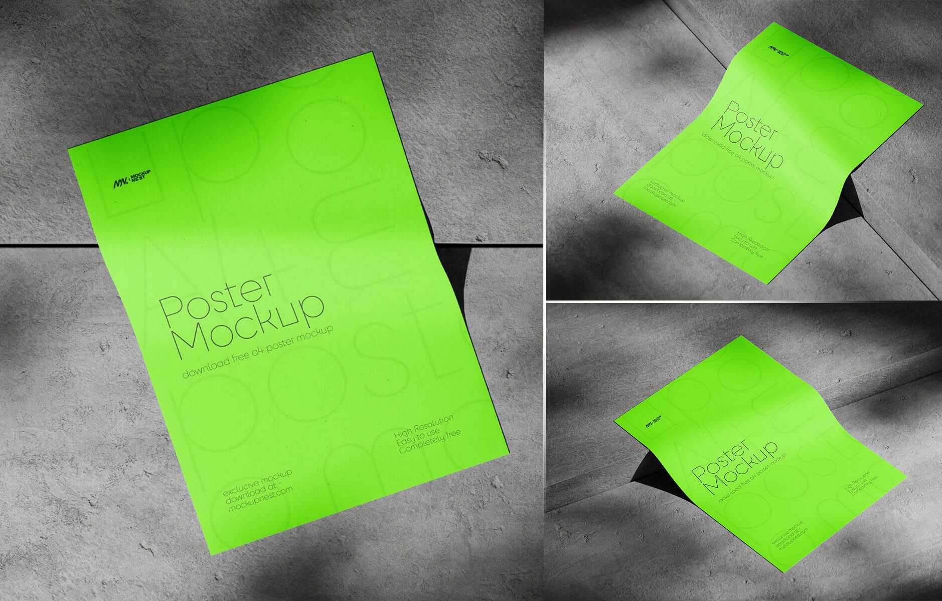 Free A4 Size Paper Flyer / Poster Mockup PSD Set