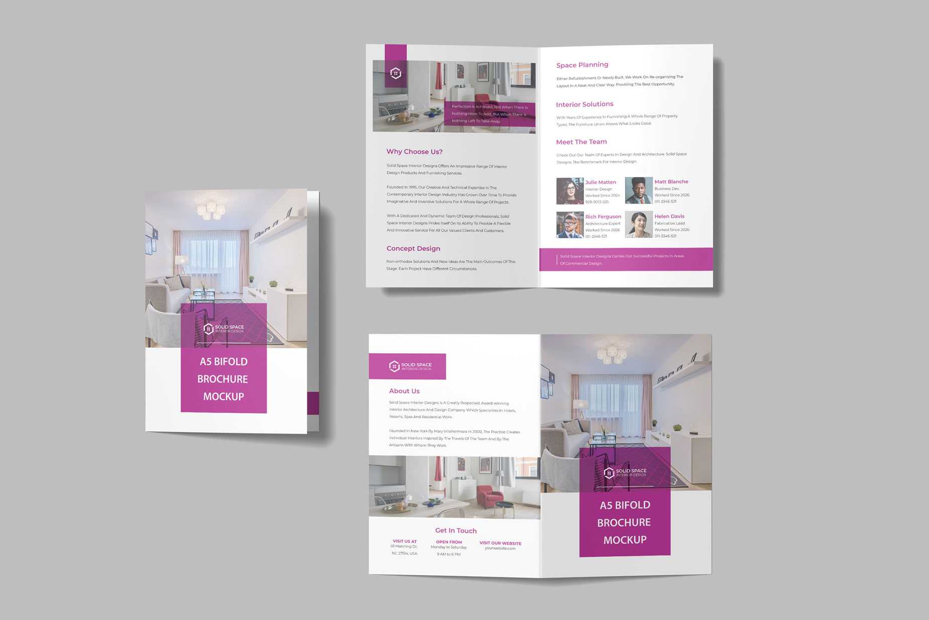Free A5 Bifold Brochure Mockup PSD