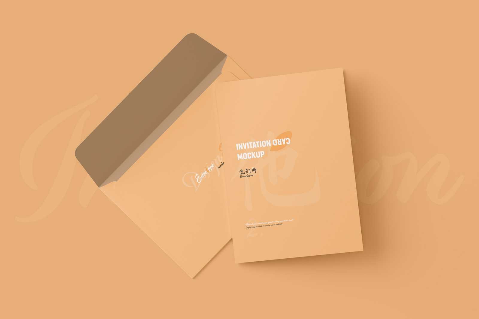 Free A5 Folded Invitation Card Mockup