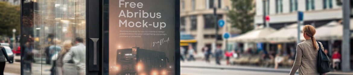 Free Abribus / Bus Shelter Poster Mockup PSD