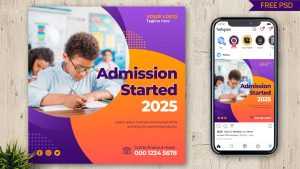Free Admission Started Social Media Design PSD Template