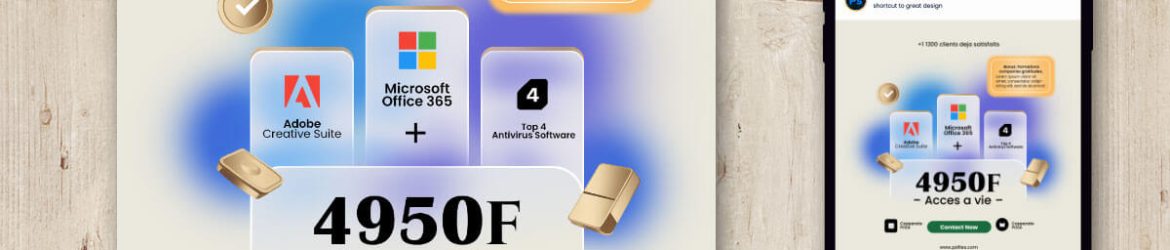 Free Adobe & Microsoft Office Bundle Offer Promo Post Mockup PSD