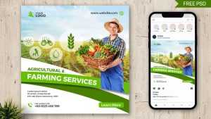 Free Agricultural and Farming Business Social Media Post Design PSD Template
