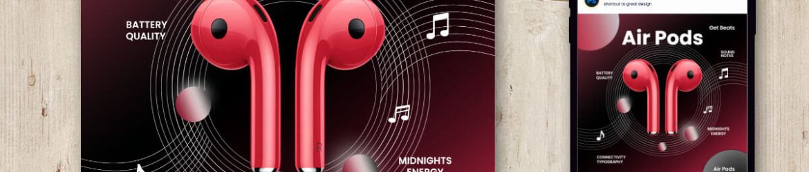 Free Airpods Social Media Flyer Post Design PSD Template