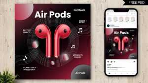 Free Airpods Social Media Flyer Post Design PSD Template