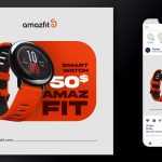 Free Amazfit Smart Watch Social Media Post Design PSD Template