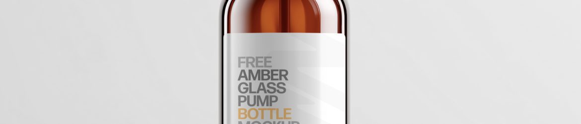 Free Amber Cosmetic Bottle Mockup in Studio Light