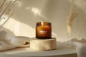 Free Amber Glass Candle Jar Mockup
