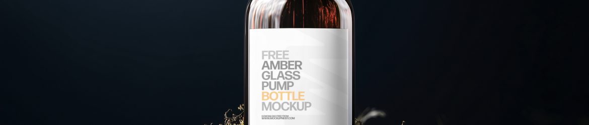 Free Amber Glass Pump Bottle Mockup